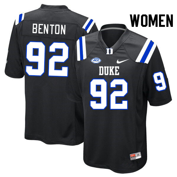 Women #92 Brock Benton Duke Blue Devils College Football Jerseys Stitched Sale-Black